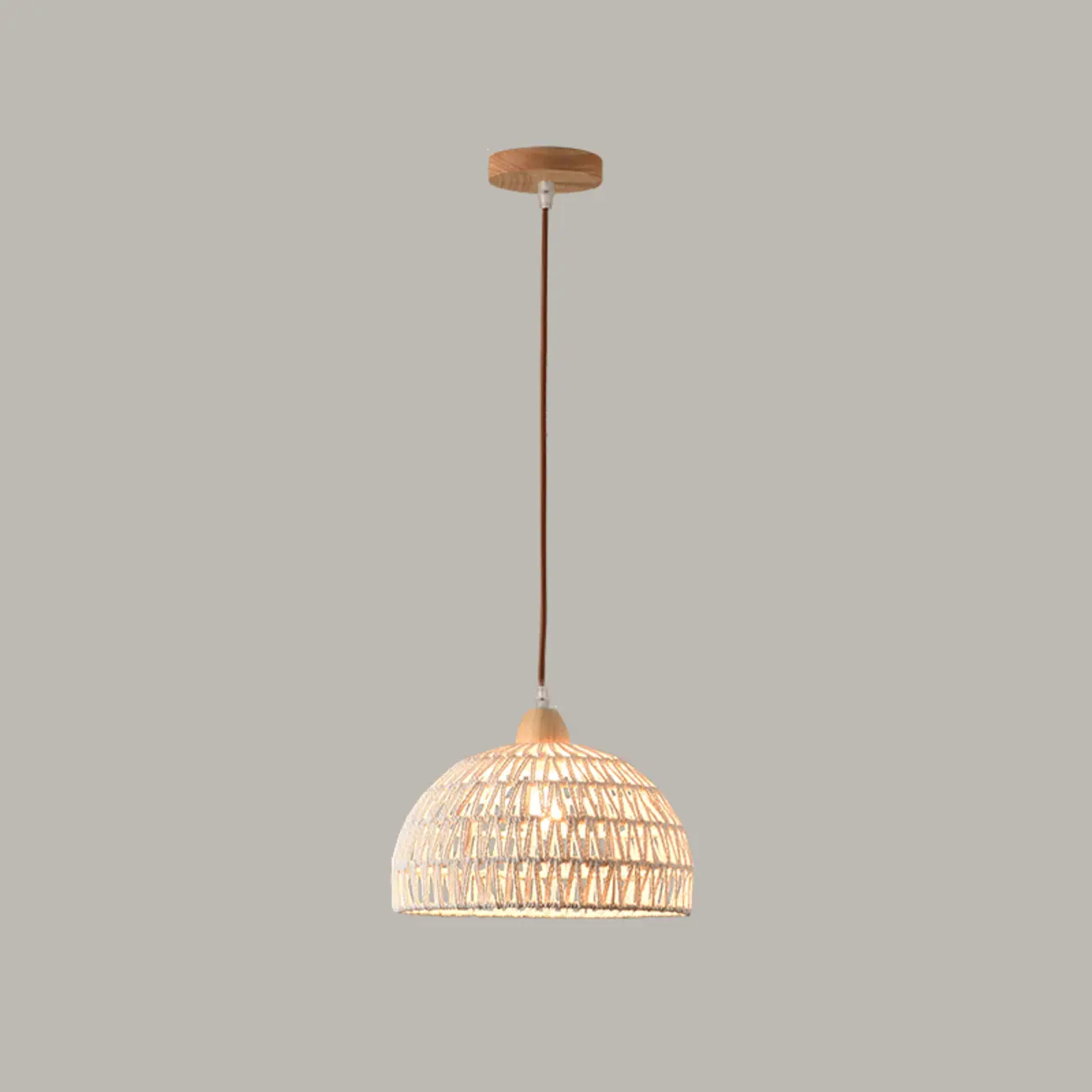 Natural Rattan Dome Pendant Lamp for Living Room