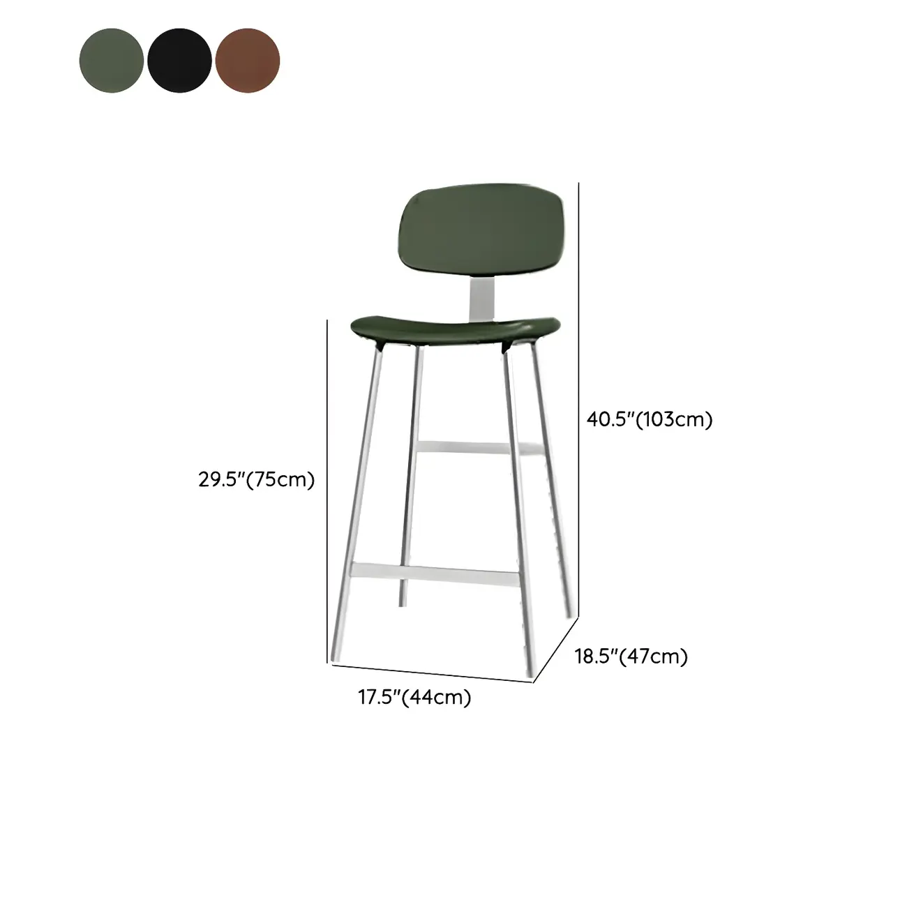 Industrial Faux Leather Metal Frame Bar Stools with Backs