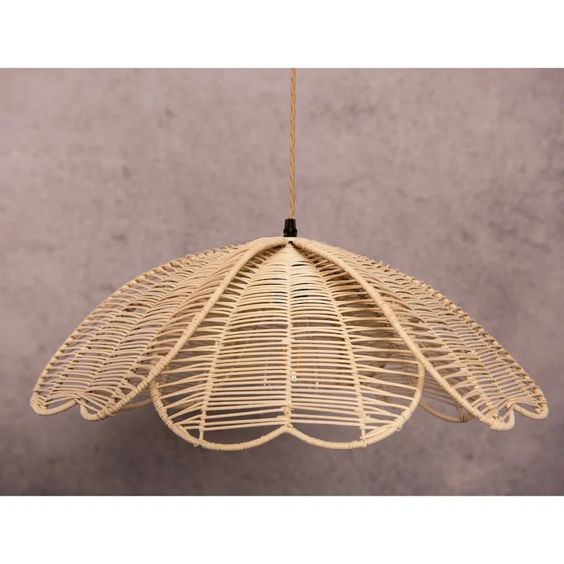 Boho Rattan Flower Pendant Light Coastal Hanging Fixture Light - 20  Wide