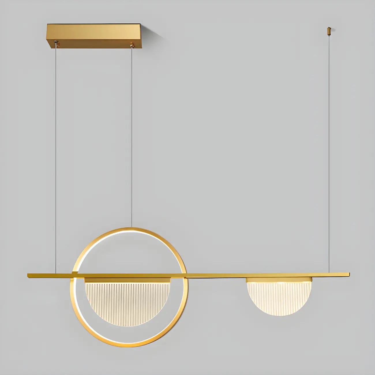 Modern Brass Semicircle Island Pendant Light