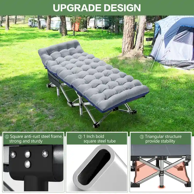 DoCred Folding Camping Cot with 3.3 Inch Mattress, 660lb Load capacity - 752814