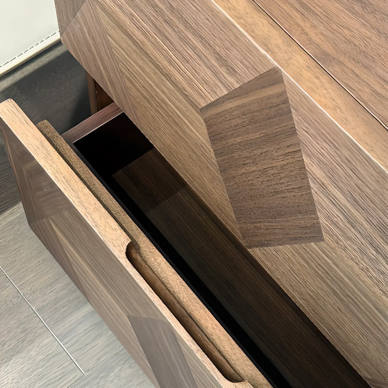 Elegant Nut Brown Narrow 2-drawer Wood Nightstand