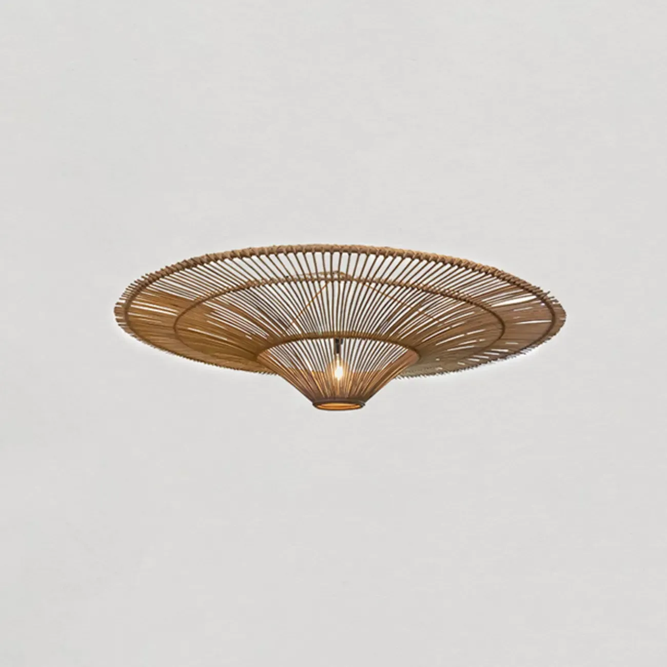 Natural Woven Rattan Bohemian Semi Flush Ceiling Light