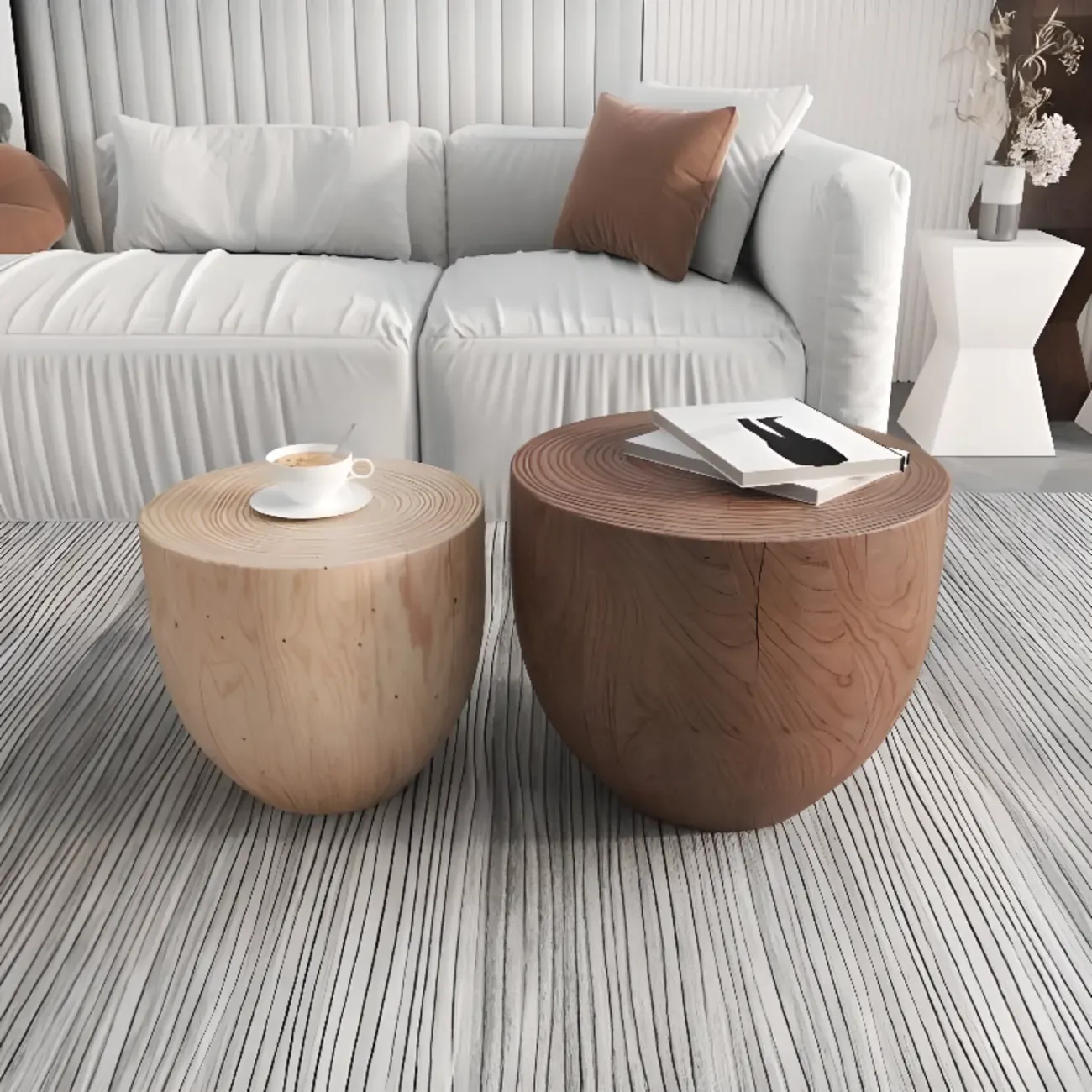 Hourglass Wooden Natural Finish Chairside Table