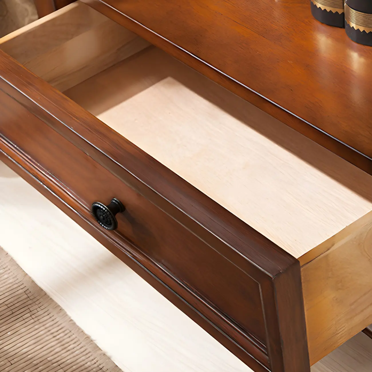 Traditional Wood 3-Shelf Brown Bookcase with Drawer