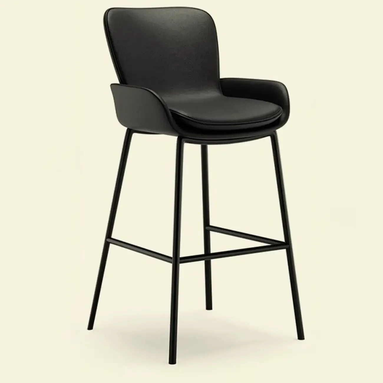 Coffee Bucket Four Legs Leather Counter Bar Stools