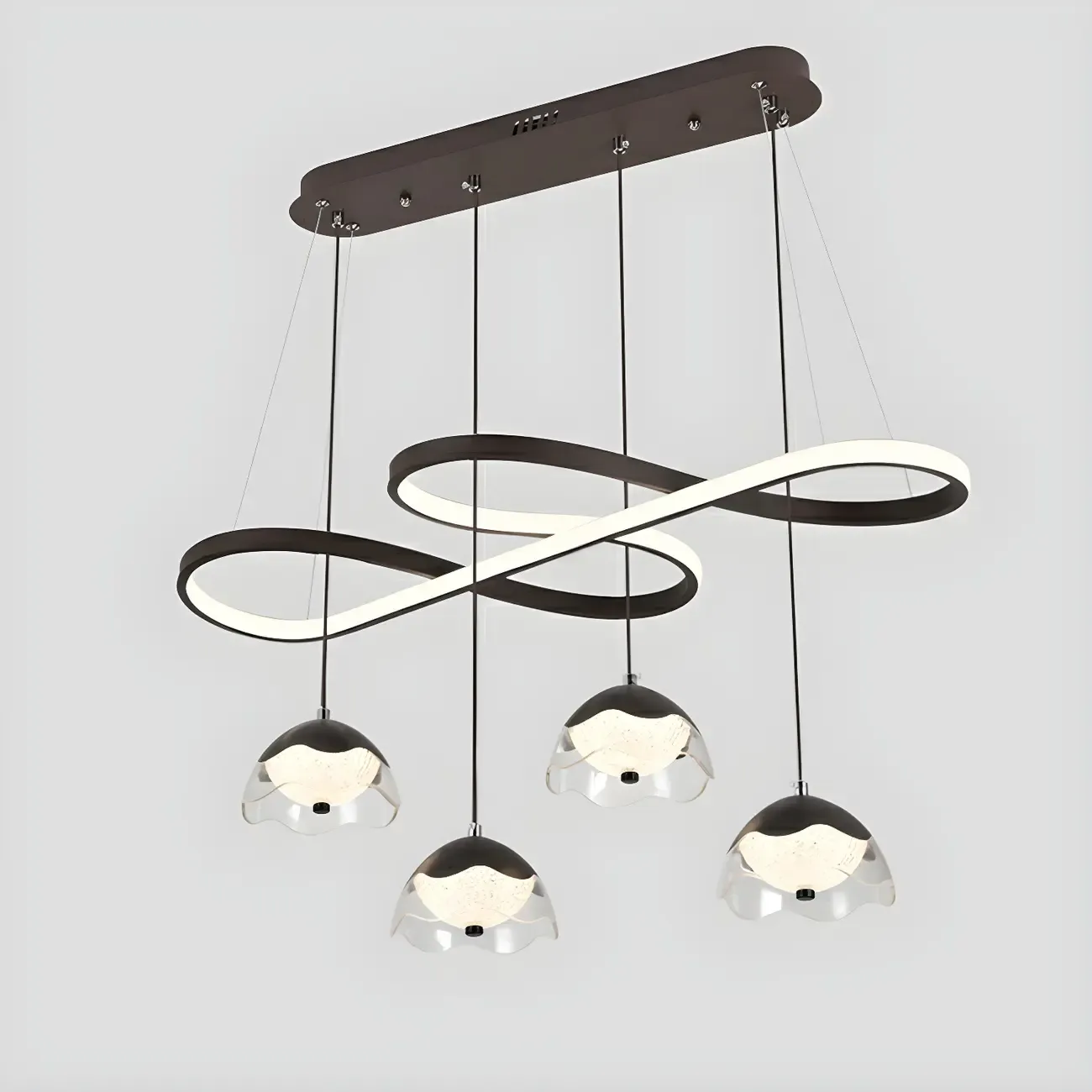 Adjustable 2 Tiers Black Metal 6-Light Dimming Pendant Light