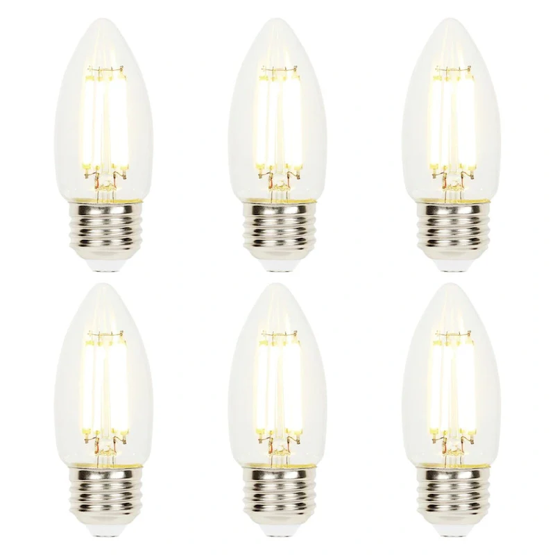 Westinghouse Lighting 6.5 Watt (100 Watt Equivalent) Clear B11 Dimmable Filament LED Light Bulb, Medium Base, 6 Pack - 6-Pack