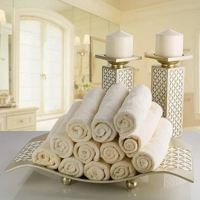 Creative Scents White and Gold Resin Lattice Centerpiece Dish