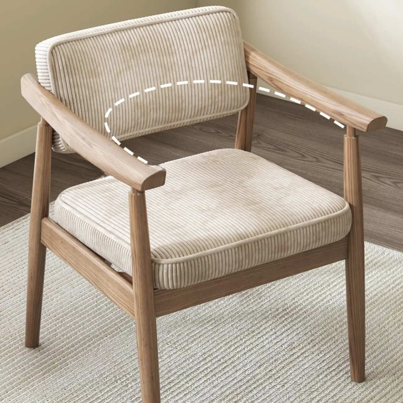 Scandinavian Modern Solid Wood Upholstered Dining Chair