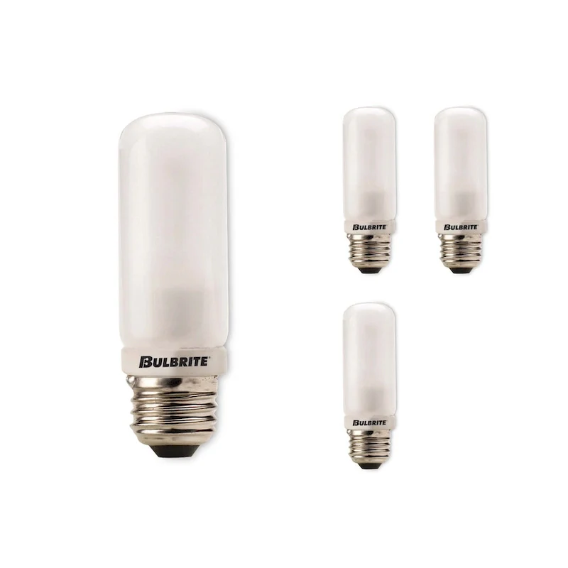 Bulbrite Pack of (4) 250 Watt 120V Dimmable T10 Halogen Mini Light Bulbs with Medium (E26) Base, 2900K Soft White Light