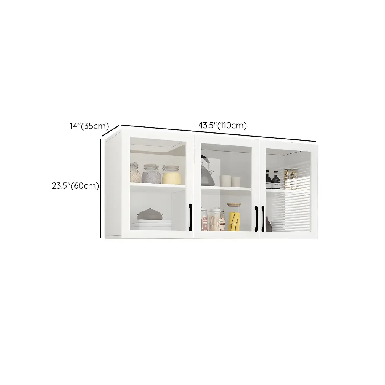 White Rectangular Wall-Mounted Wood China Cabinet