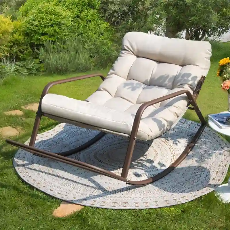 FINCATI Outdoor Extra-large Comfy Rocking Chair, 450 lbs Indoor Recliner Rocking Papasan Chair for All Seasons