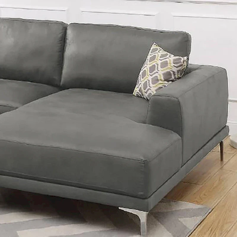 Leather Gel 4-Seater Sofa with Metal Legs(Ottoman Not Included)