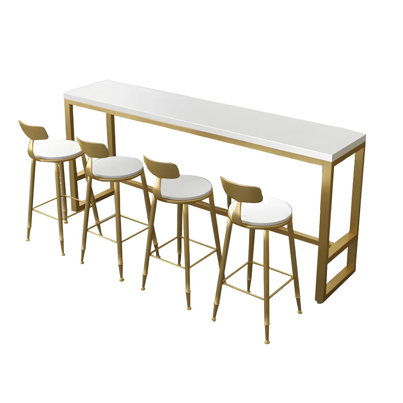 Stylish White Wood Gold Trestle Bar Table for Modern Kitchens