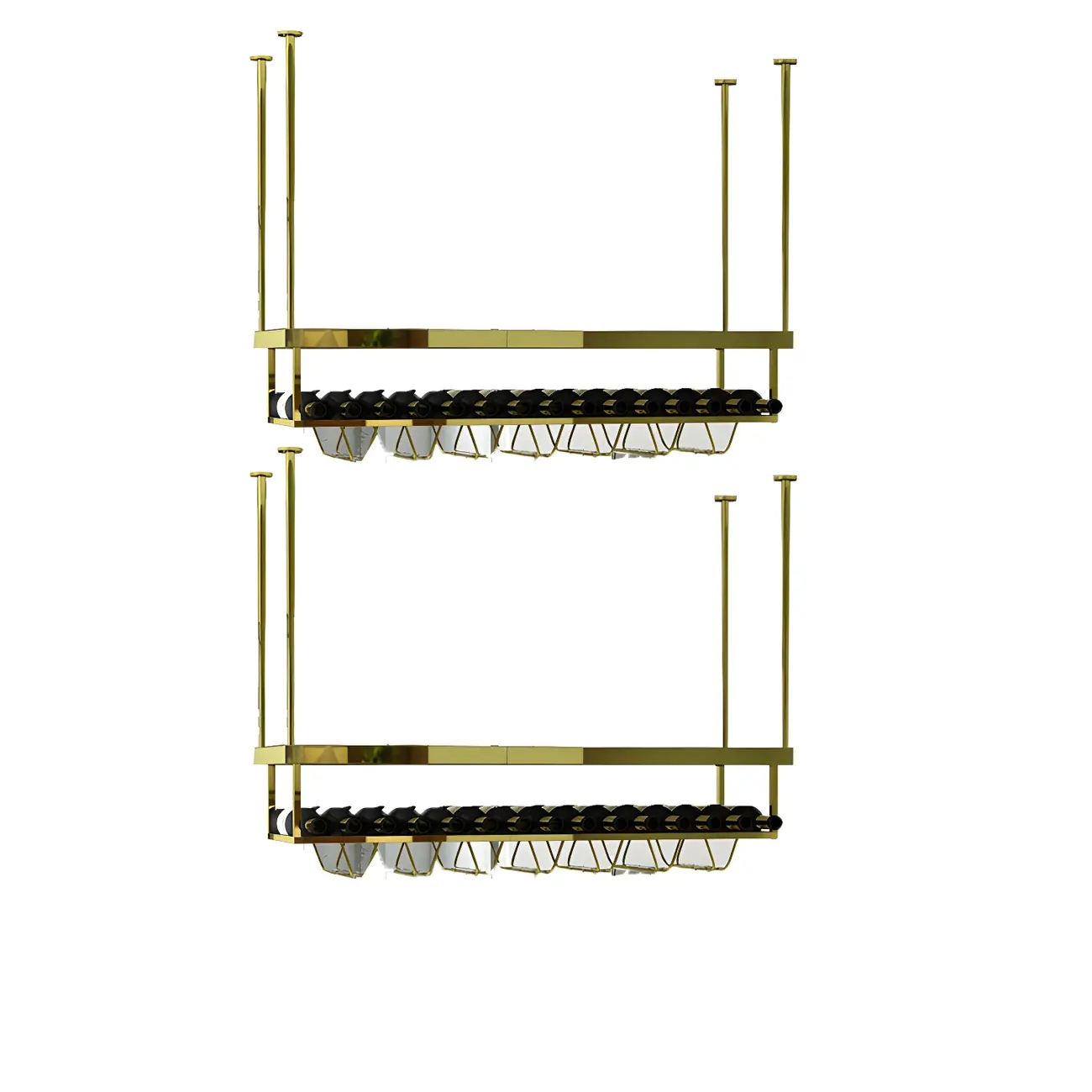 Modern Metal Hanging Wine Rack with Glass Holder