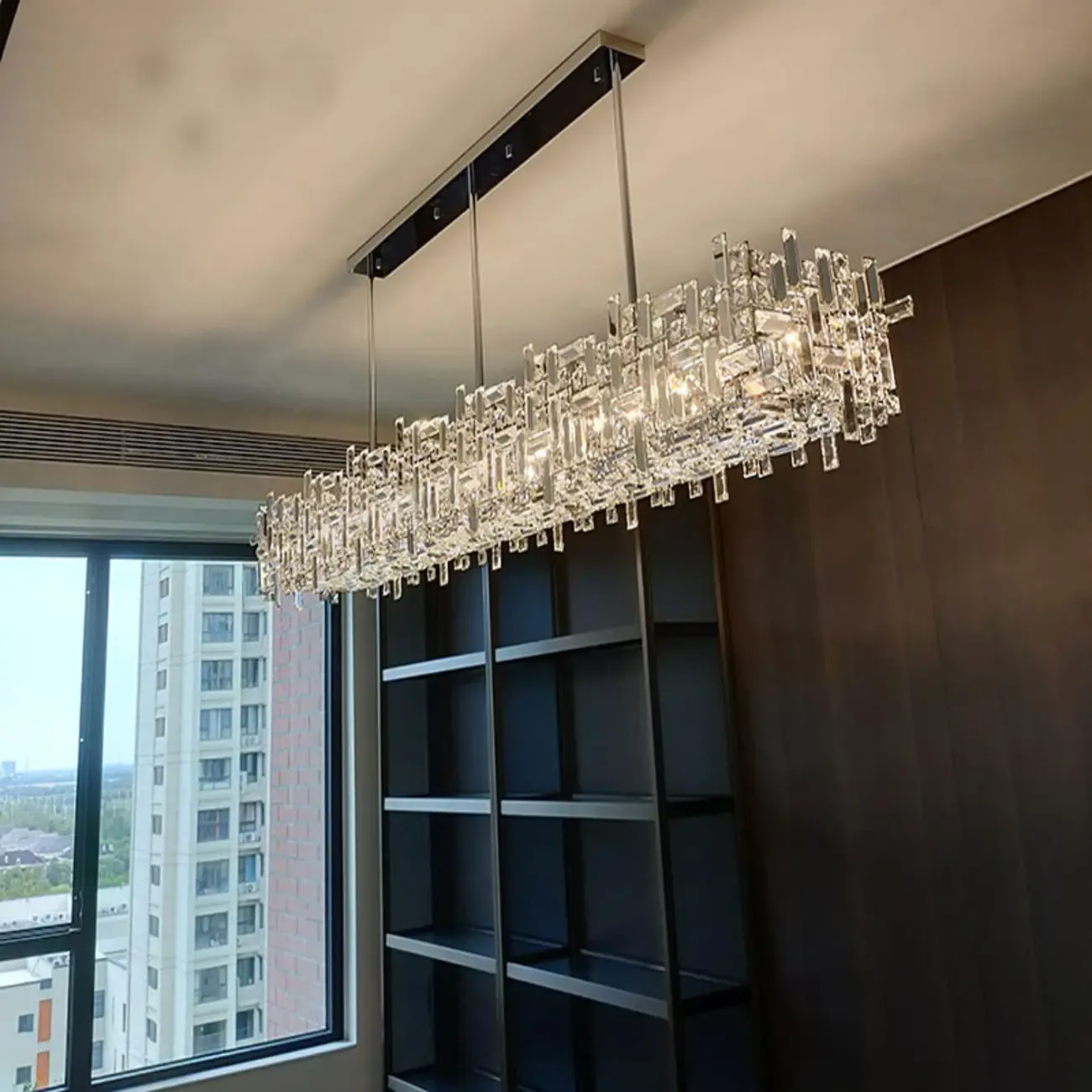 Modern Crystal Kitchen Island Pendant Light 3-Gear Dimming LED