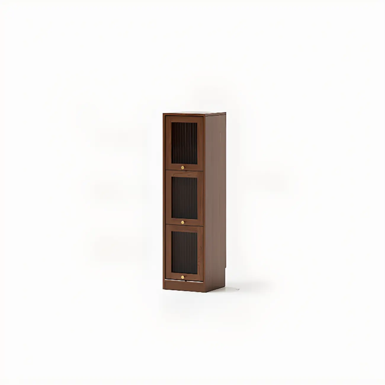 Cherry Wood Vertical Bookcase with Glass Doors