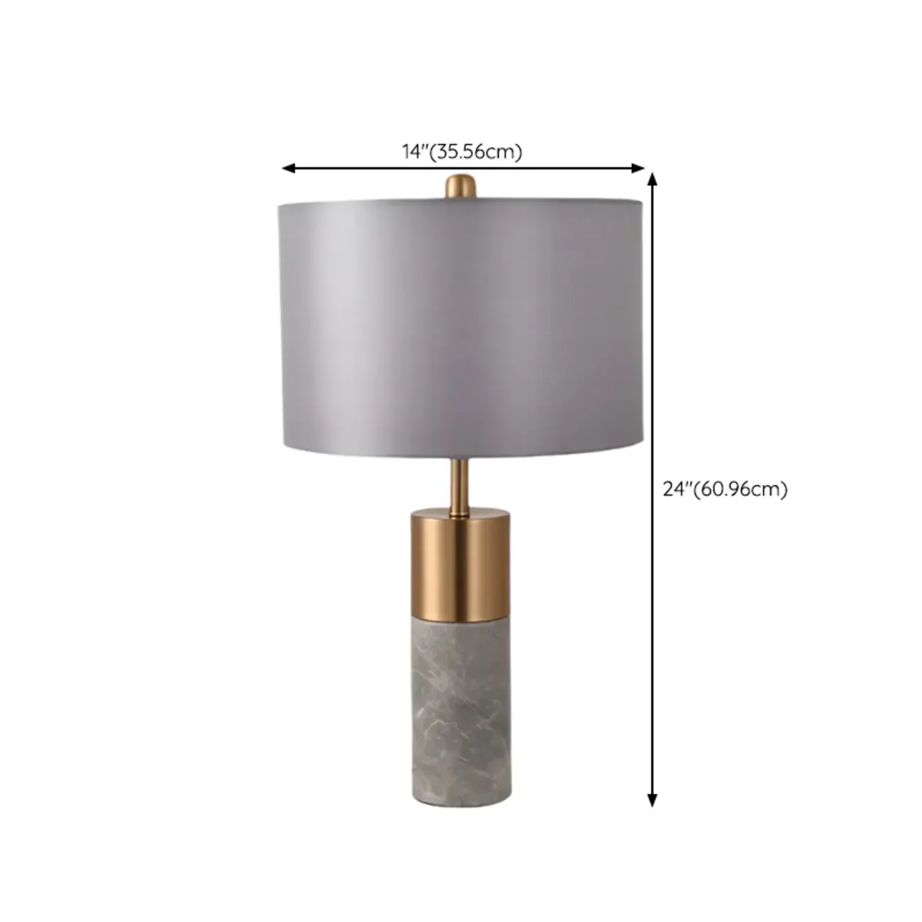 Modern Cylinder Stone Table Lamp with Fabric Shade