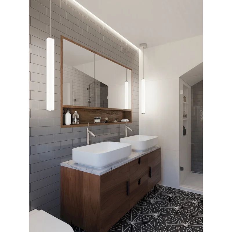 Caden White Acrylic/ Metal 24-inch Cylindrical LED Pendant