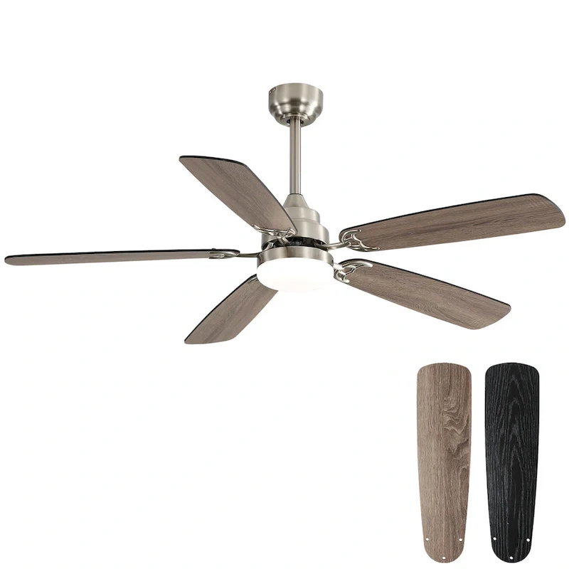 52 inch Ceiling Fan with Remote,Flush Mount and Downrd Mount,Dual Blade Finish,3CCT LED Light,Plywood Blades - 52 inches