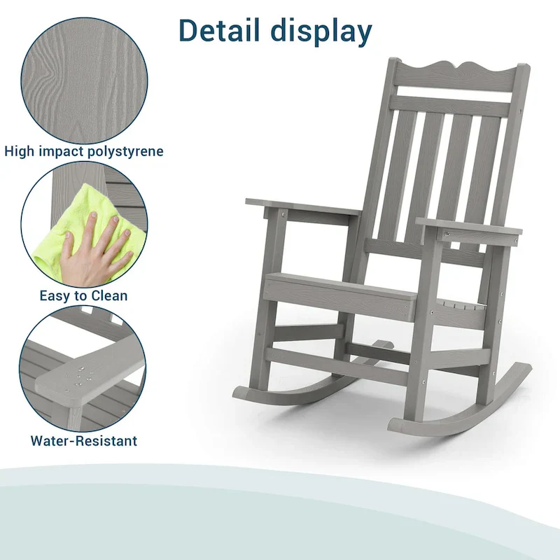 BONOSUKI Patio Adirondack Rocking Chair,Fire Pit Chair Weather Resistant