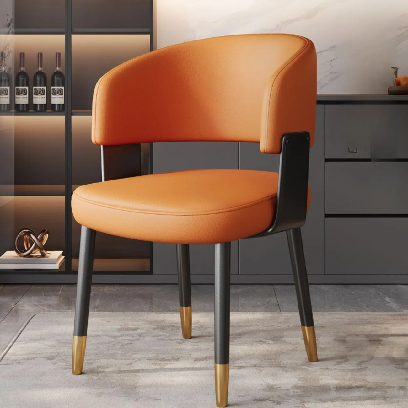 Modern Glam Leather Upholstered Dining Chair