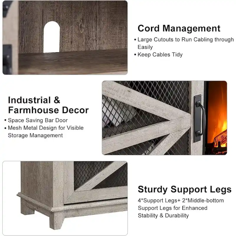 Farmhouse Fireplace TV Stand, Entertainment Center, TV Console