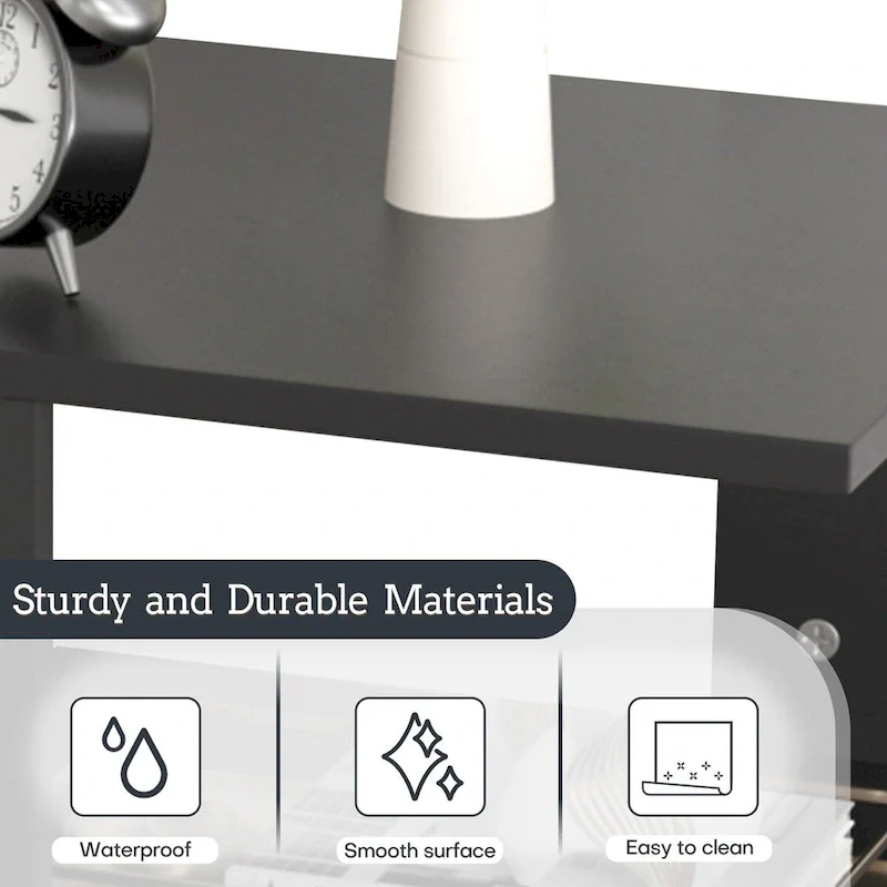 Modern 2-Tier Magic Cube Nightstands with Timeless Hollow Rectangle Design