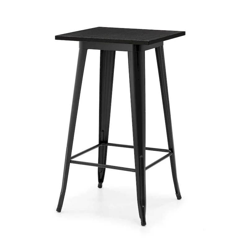 Glitzhome Farmhouse Industrial Rustic Steel Pub/Bar Table Wood Top