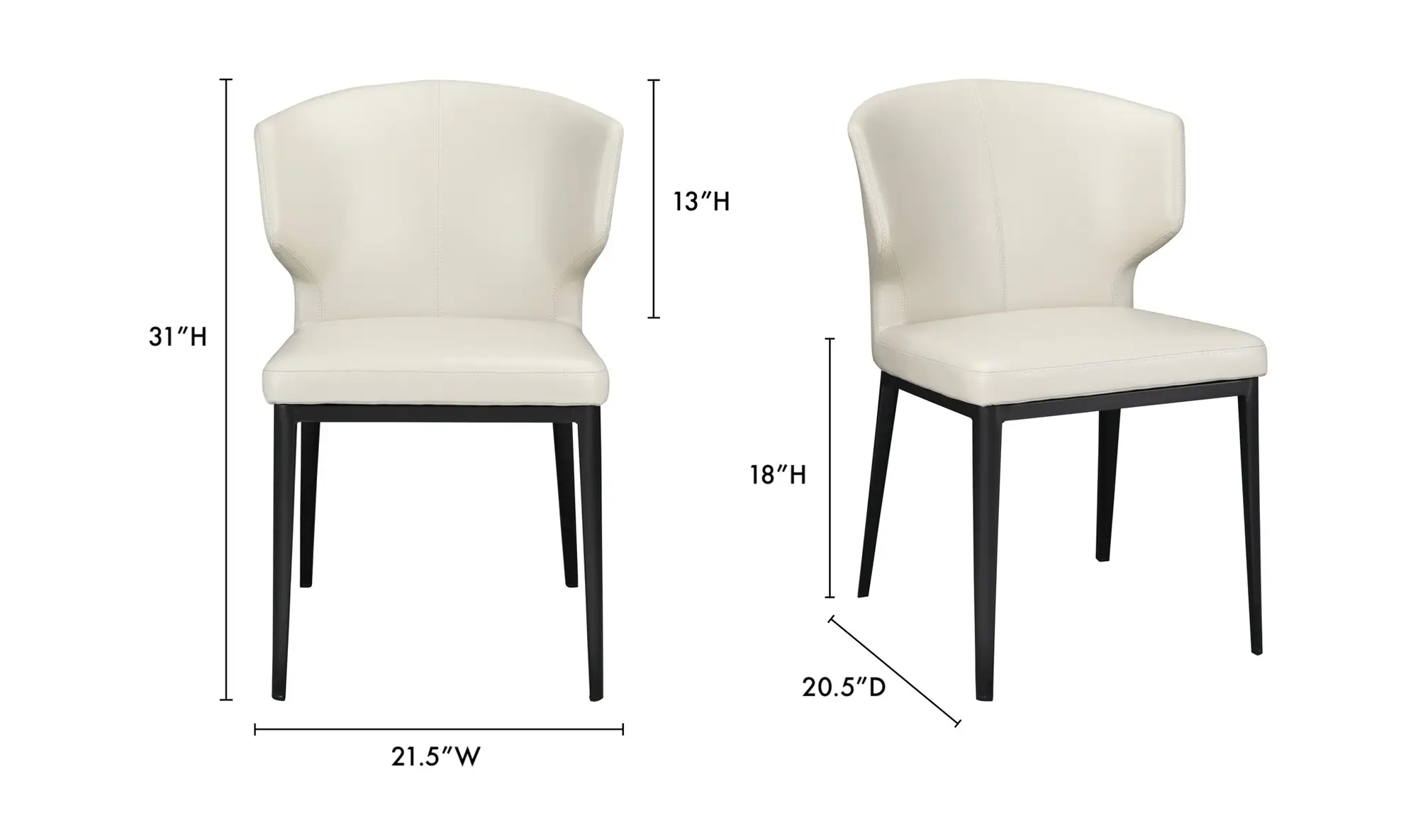 Delaney Dining Chair Beige - Set Of Two
