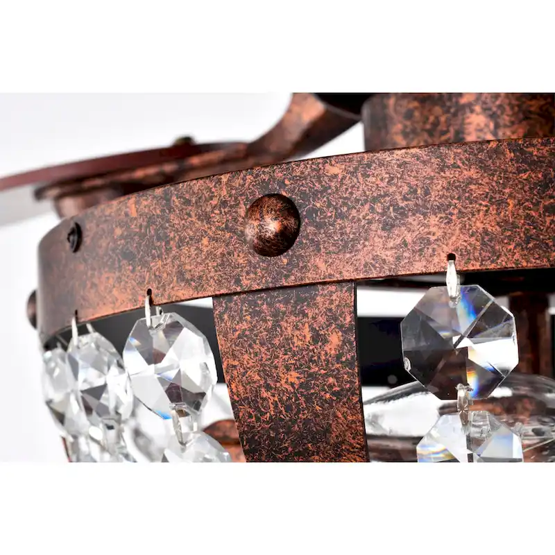 Chandler 52 Inch Antique Copper Finish Crystal Ceiling Fan with Remote