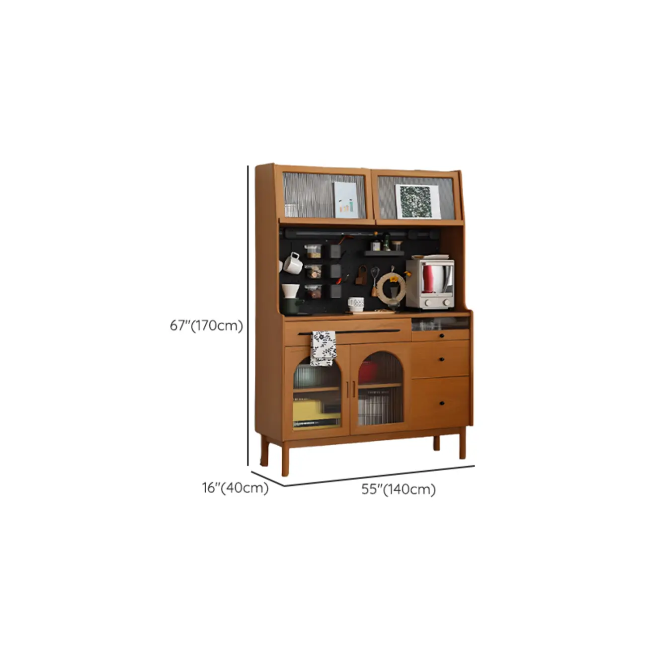 Modern Pine Cherry Wood Narrow Kitchen Sideboard