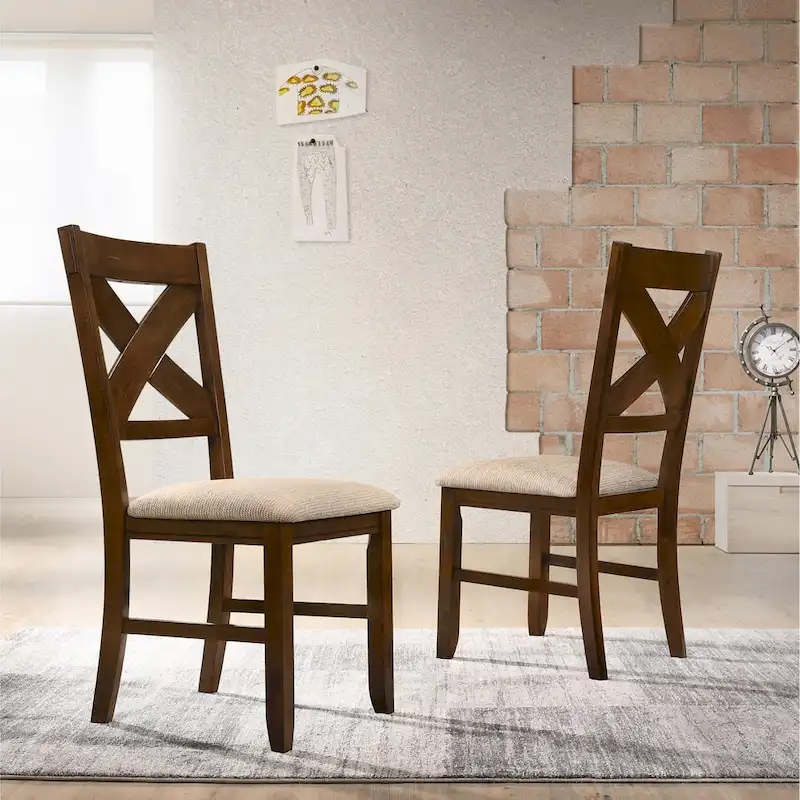 Roundhill Furniture Karven Solid Wood Dining Chairs (Set of 2)