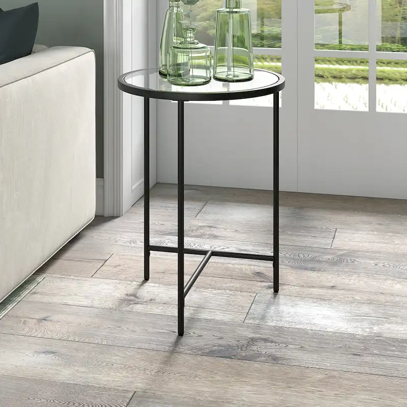 Berenson 18 Wide Round Side Table with Glass Top
