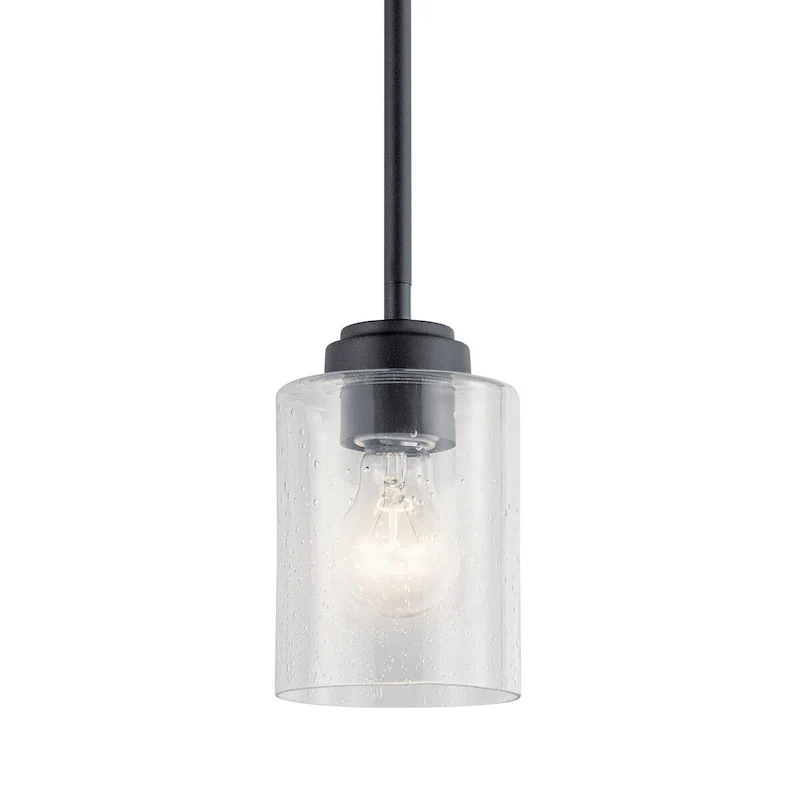 Kichler Winslow Single Light 4  Wide Mini Pendant with Seedy Glass