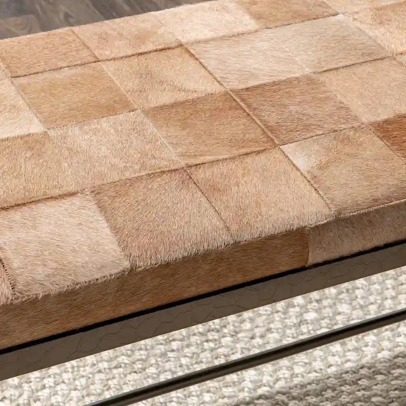 Classic Home Achen Leather Hide Ottoman Bench