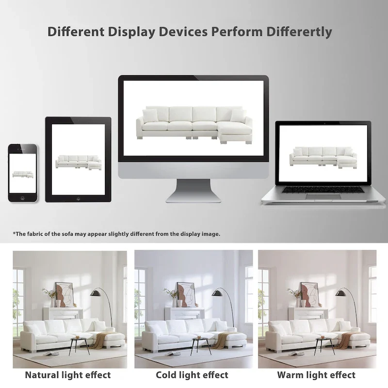 119 Chenille L-Shaped Sectional Sofa with Chaise Lounge and 2 Pillows