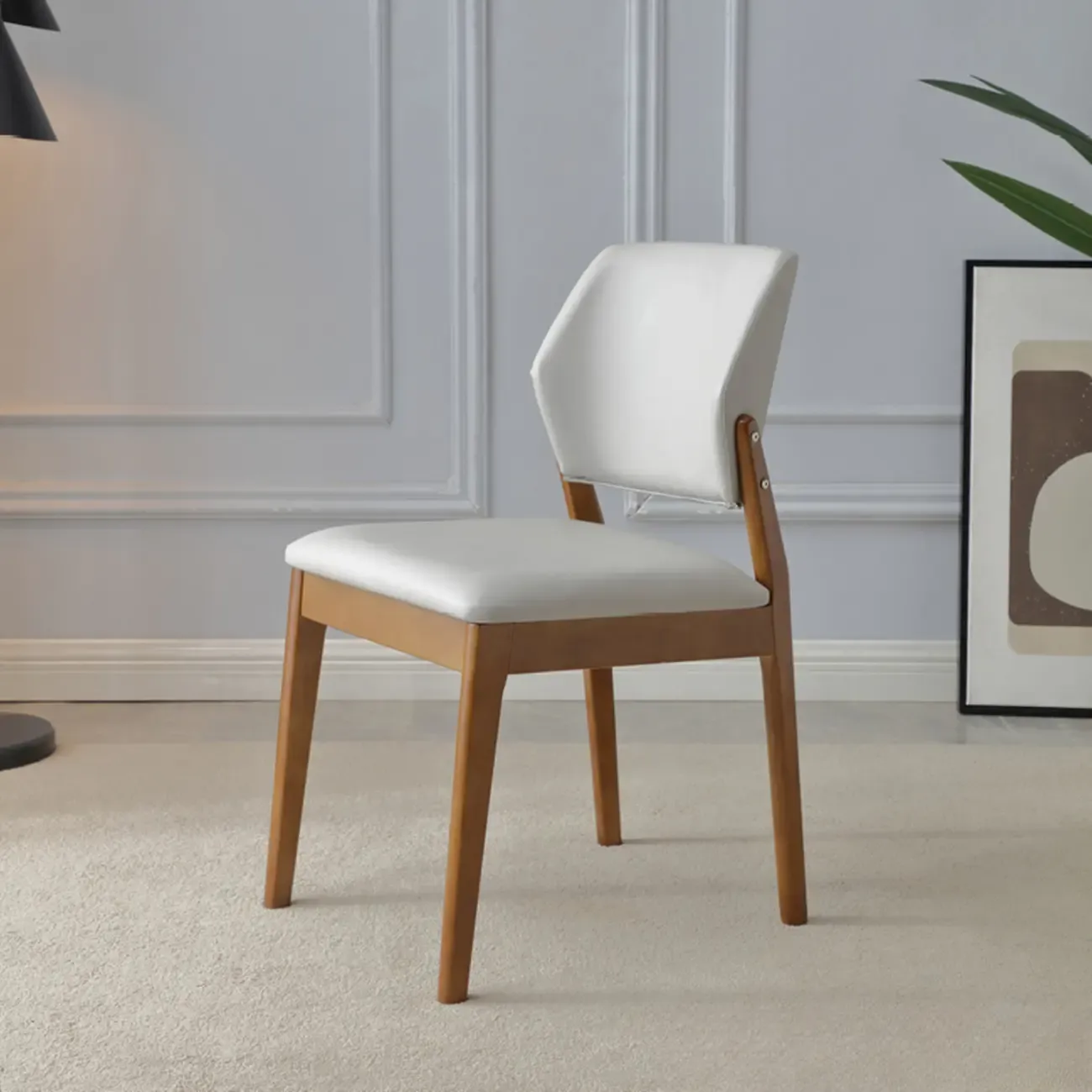 Scandinavian Faux Leather Low Back Dining Chair