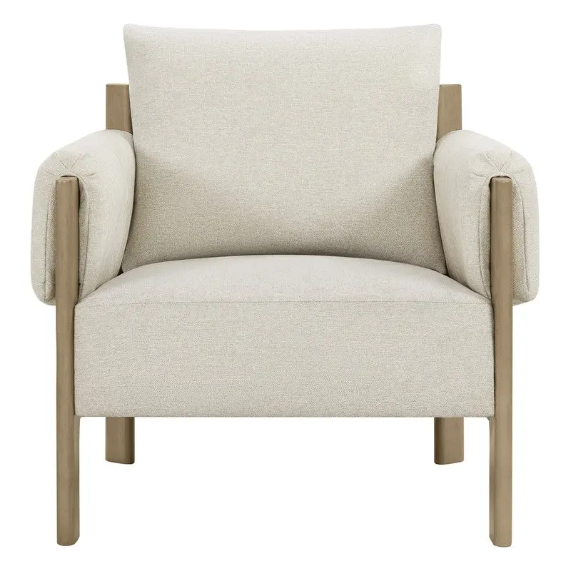 Carol Mid Century Modern Upholstered Accent Arm Chair with Wood Legs