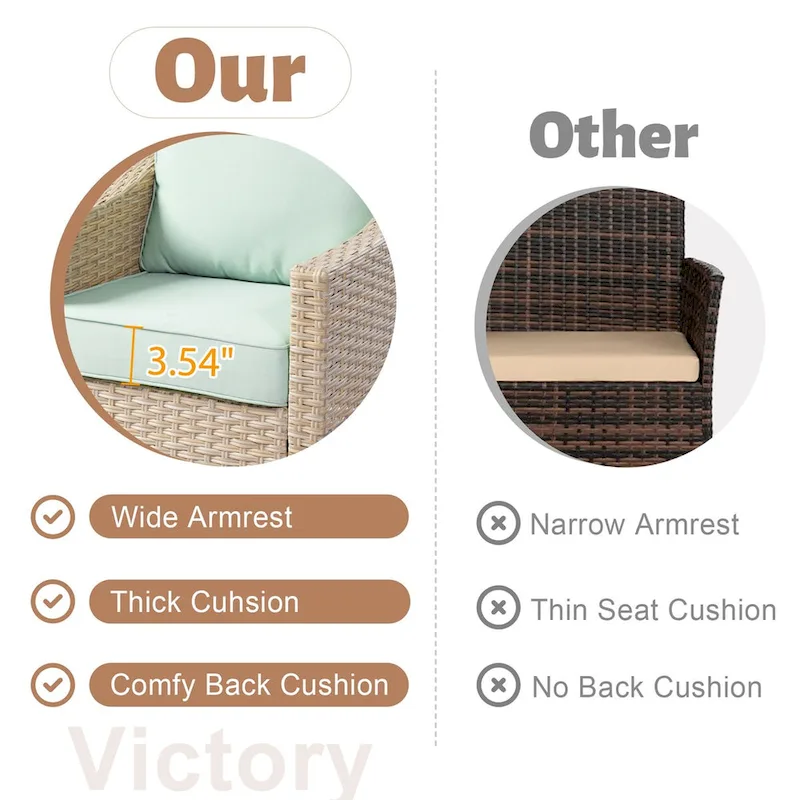 HOOOWOOO 8-piece Wicker Patio Furniture Conversation Sofa Set