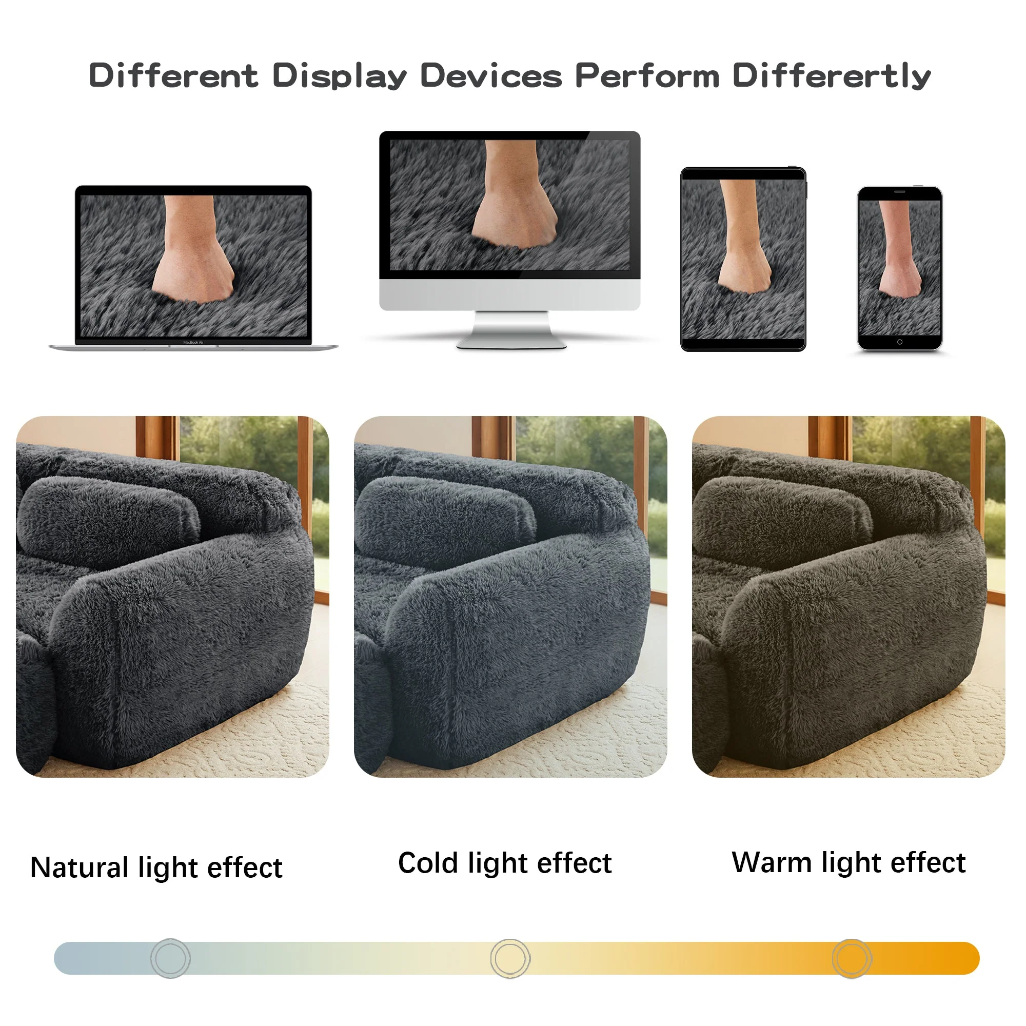 Soft Teddy Plush Ergonomic Design L-shaped Loveseat Sofa with Ottoman