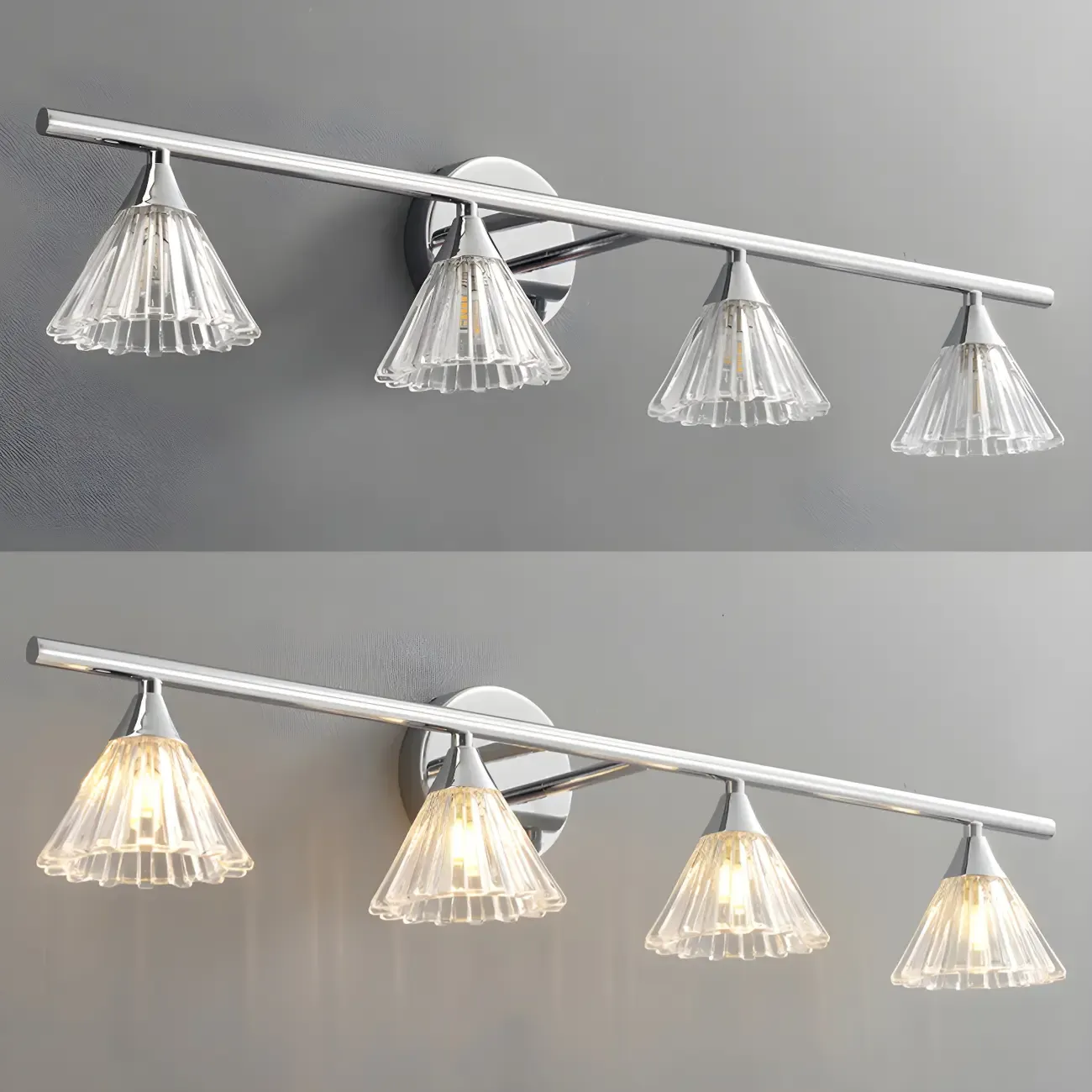 Modern Bell Glass Silver Bathroom Vanity Light