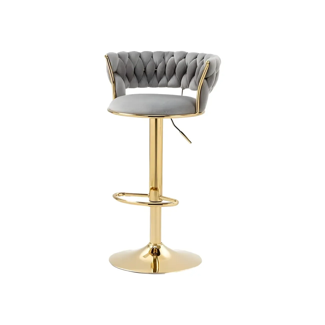 Gold Base Low Back Adjustable Swivel Bar Stool