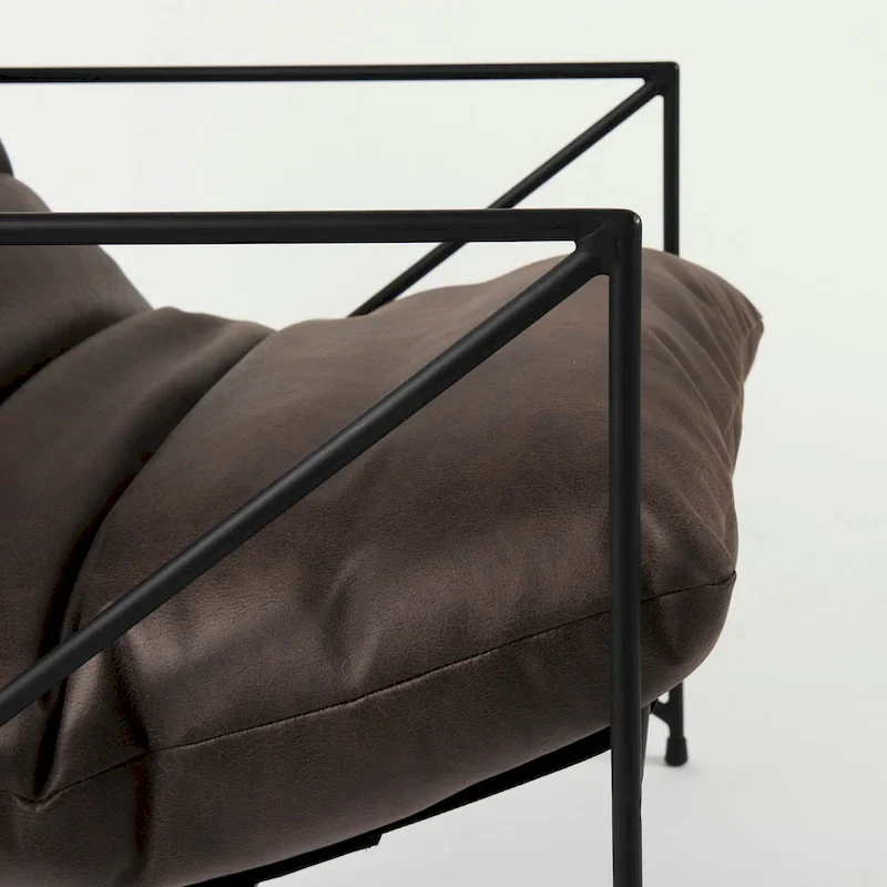 Leonidas Black Faux Leather w/Black Metal Frame Accent Chair