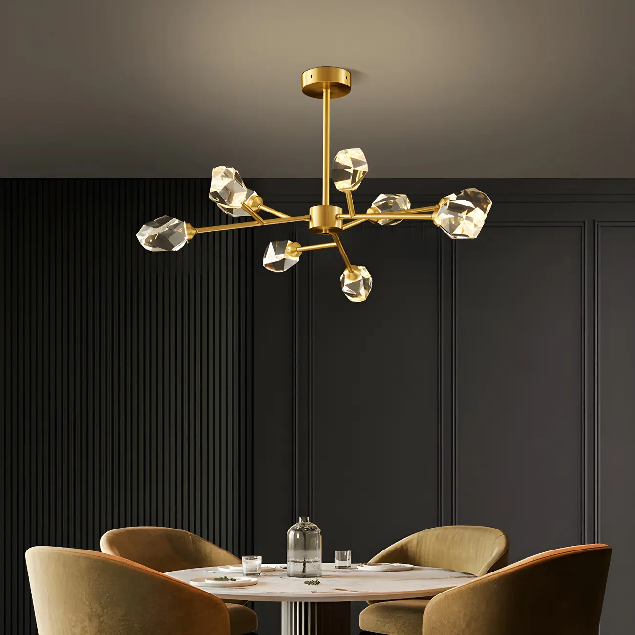 Modern Gold Sputnik Chandelier Crystal Shade