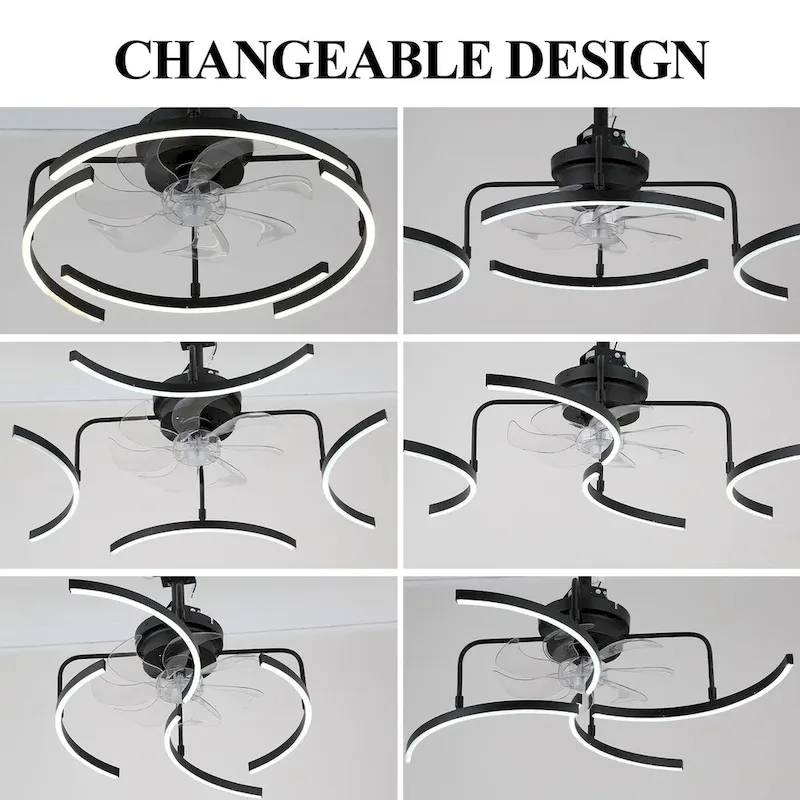 Cusp Barn 20-Inch LED 6-DIY Shape Smart Ceiling Fan With Light, 6-Speed Reversible Ceiling Fan Light With Remote Control