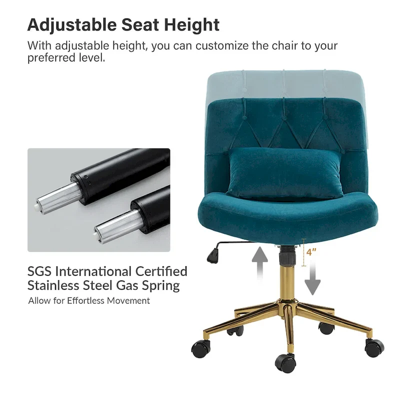 Ollie Modern Flannel Swivel Tilting Office Chair with Pillow by HULALA HOME