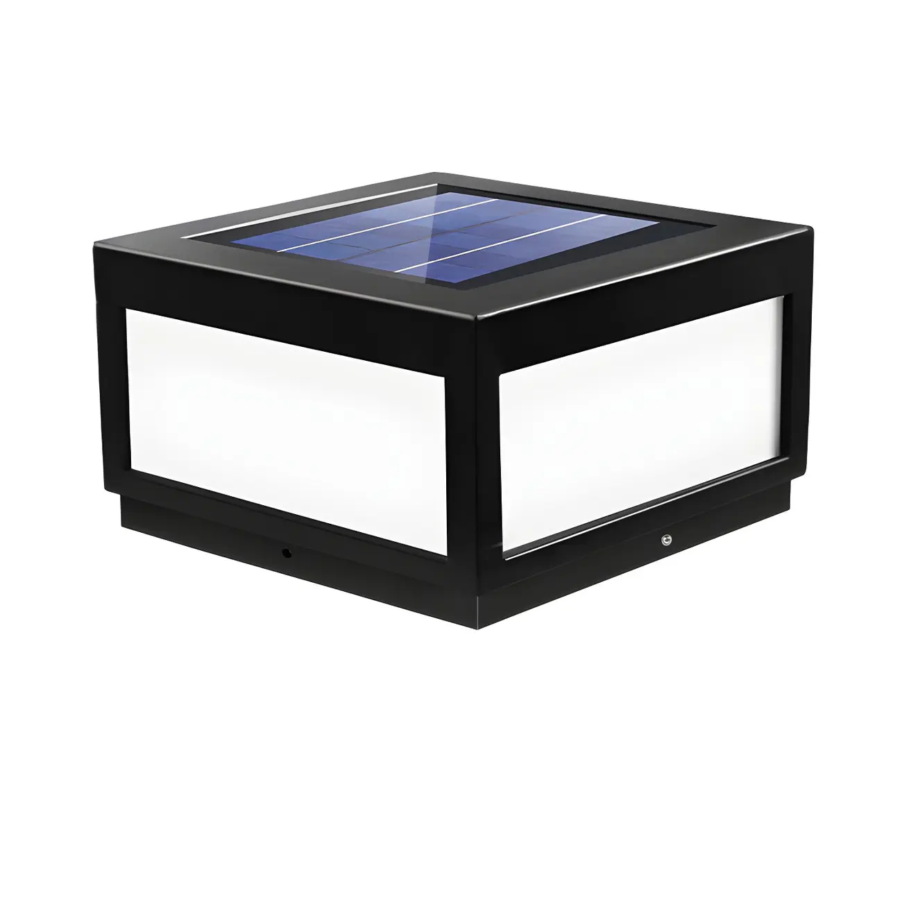 Black Rectangular Solar LED Outdoor Post Lights