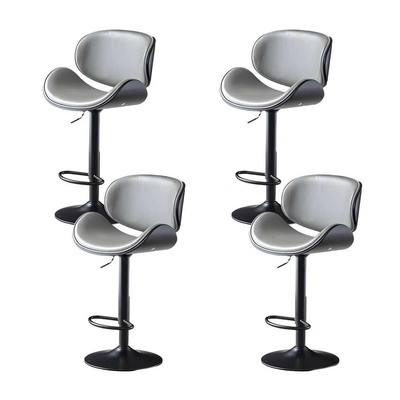 Arched Blackish Green Leather Swivel Adjustable Bar Stool